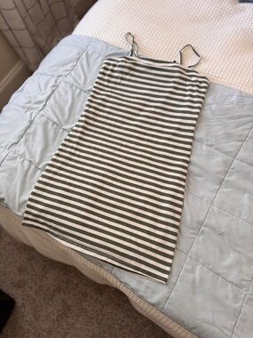 Vero Moda Olive Green & White Striped Spaghetti Strap Dress